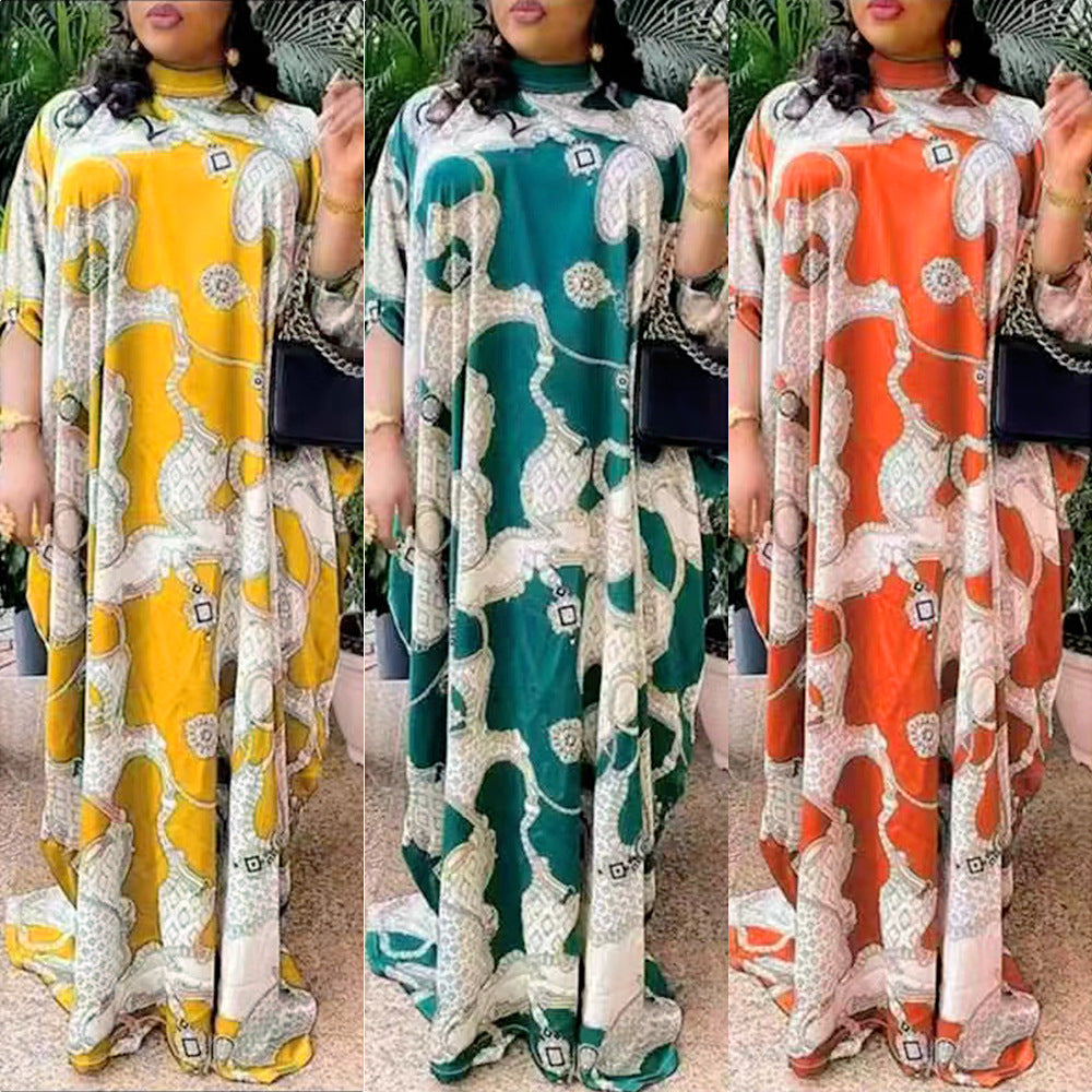 Elegant African Maxi Dresses for Women 2024 New Plus Size Print Kaftan Muslim E image 0