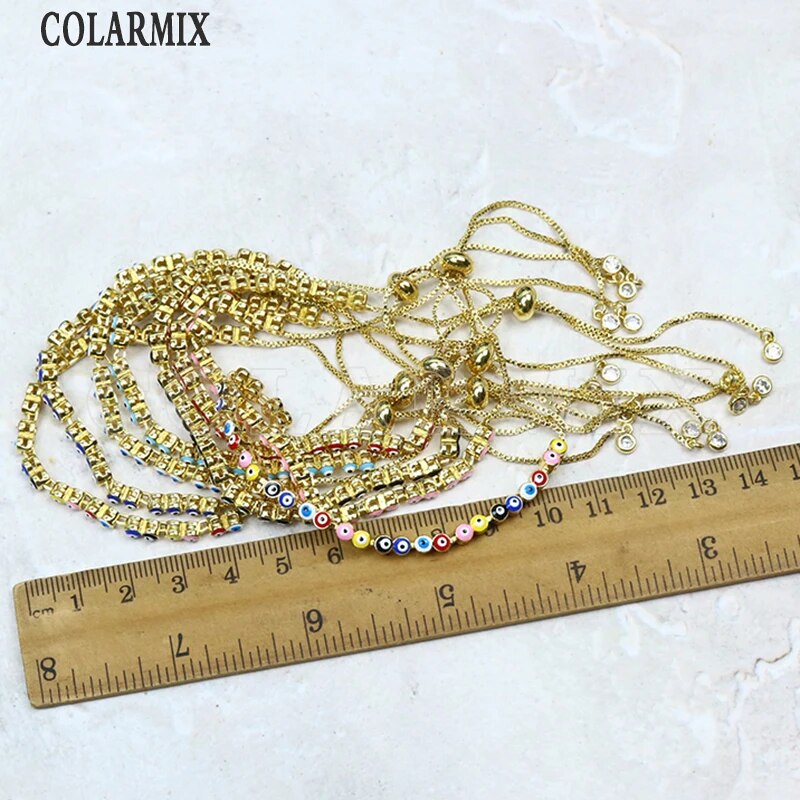 10Pcs 2022 Bracelet Enamel Colorful Eyes Braceelt Jewelry for Women Gold Plate image 14