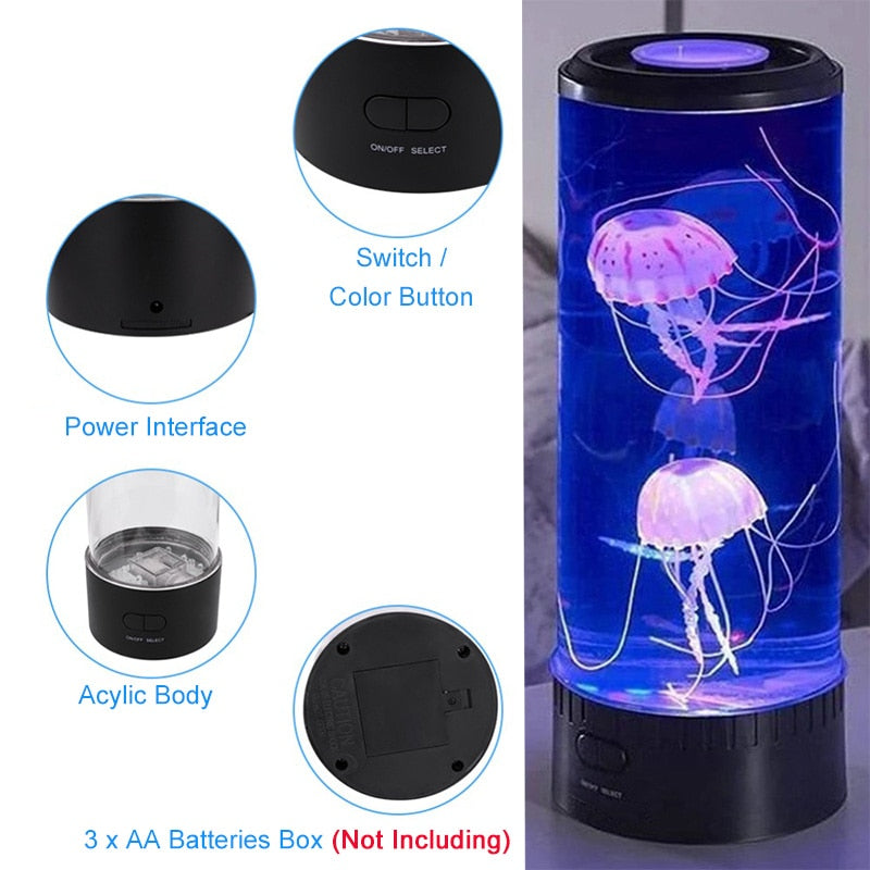5 Colors Fancy LED Jellyfish Lamp Aquarium Lampka Nocna USB Table Night Light C image 4