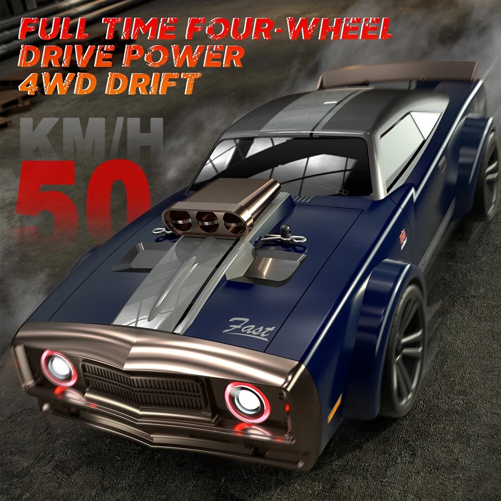 16303 1:16 50KM/H RC Car 4WD With LED Remote Control Muscle Cars High Speed Dri image 7
