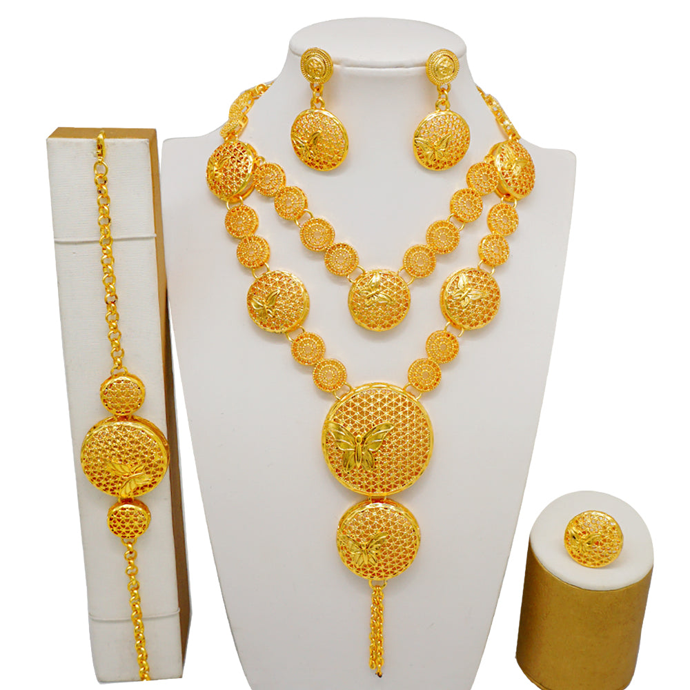 Arabic Dubai Jewelry Set for Women Earrings Ethiopian African Long Chain Gold C image 27