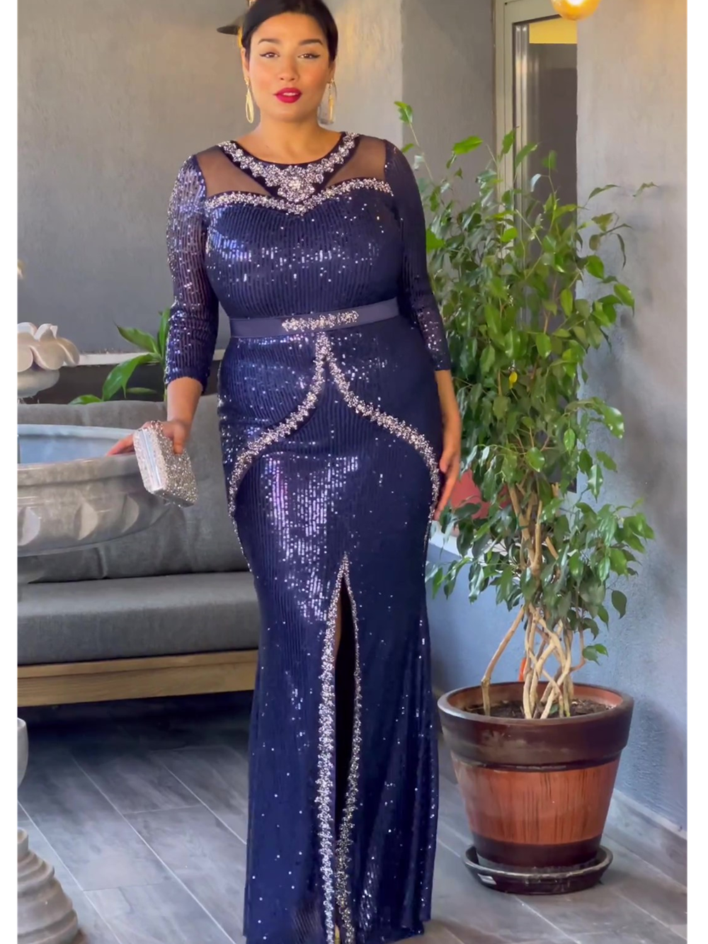 Plus Size African Party Dresses for Women Dashiki Ankara Sequin Wedding Evening image 0