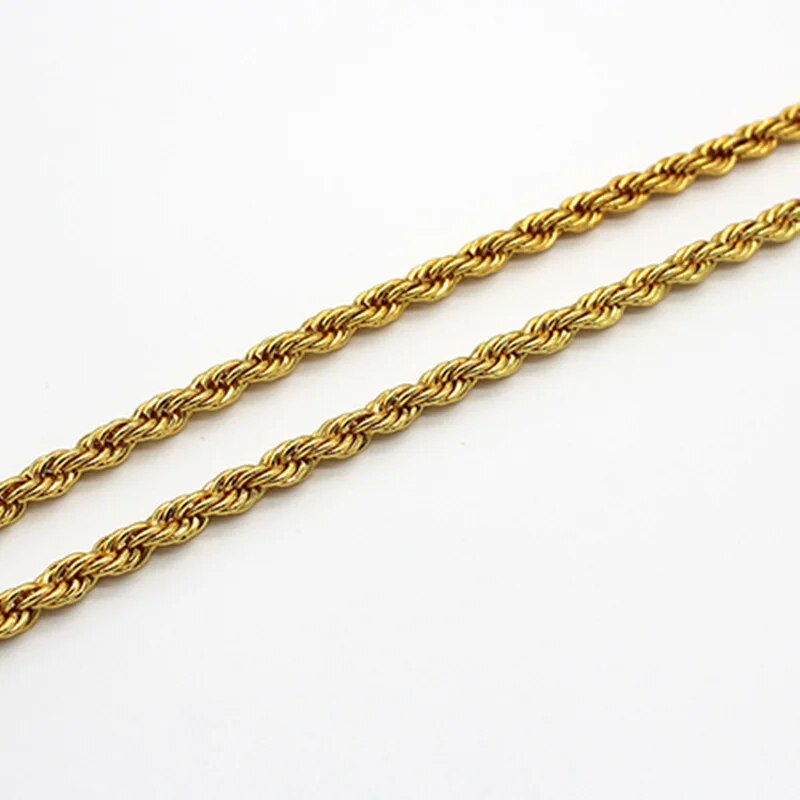 24k Gold Plated Necklace For Men Original Hiphop Bar Rap Rope Chain Africa Jewe image 10