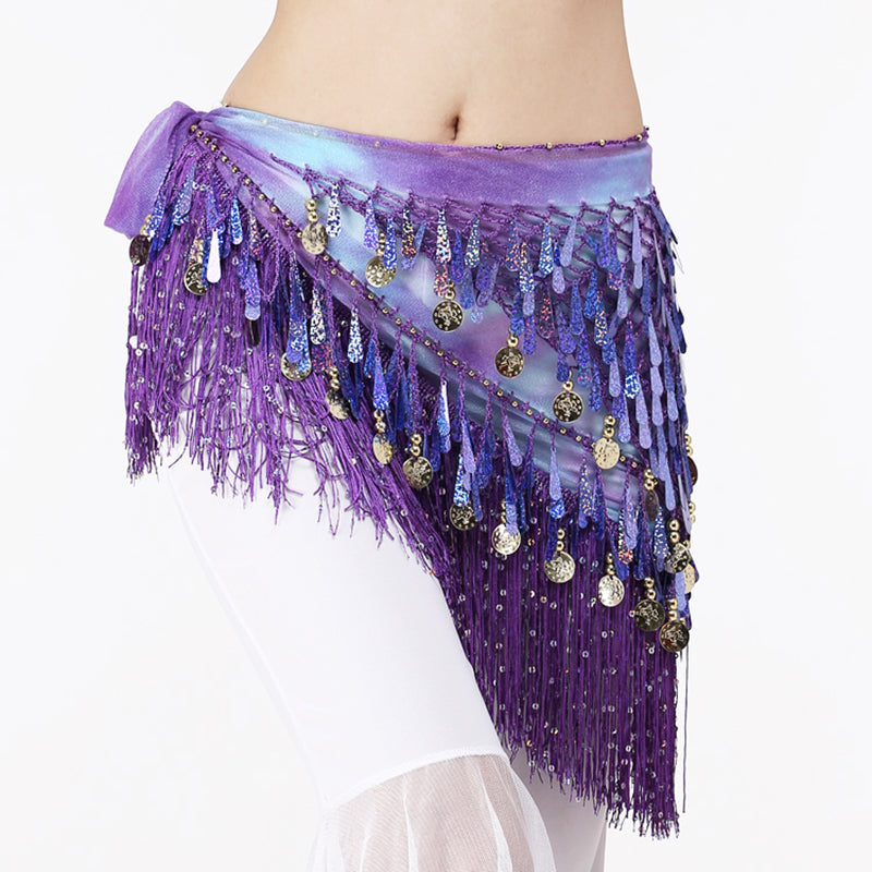 Women Belly Dance Clothing Accessories Teardrop Paillettes Fringe Wrap Elastic image 10