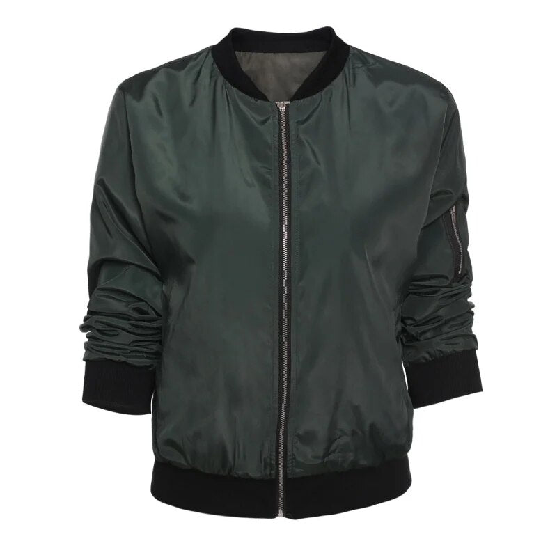 Spring Autumn Women Thin Jackets Tops Basic Bomber Jacket Long Sleeve Coat Casu image 5