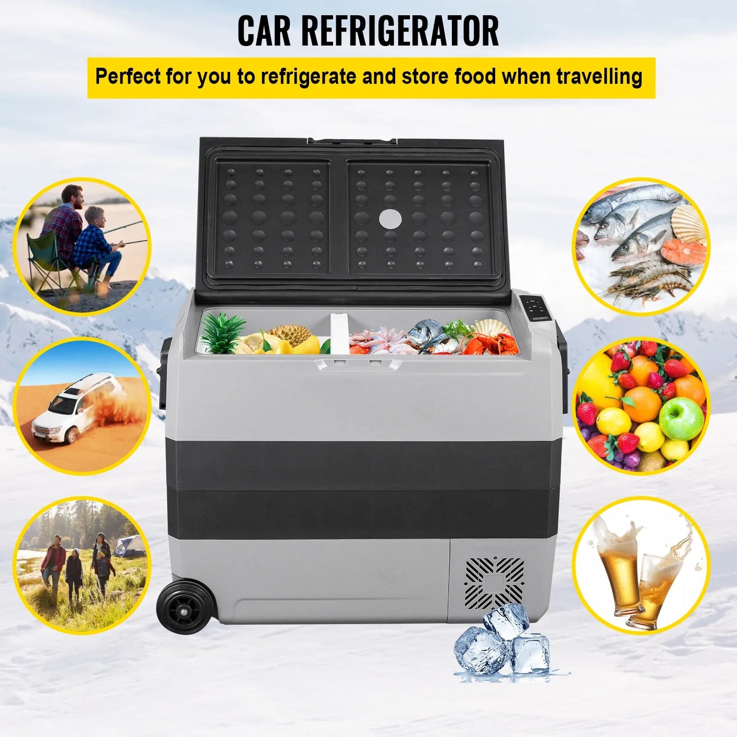 VEVOR 36L 50L 60LCar Refrigerator Portable Fridge Freezer Cool Box With Wheel a image 2