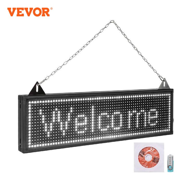 VEVOR Wi-Fi LED Scrolling Sign 27 x 8 in White/Red P10 DIY Programmable Message image 1