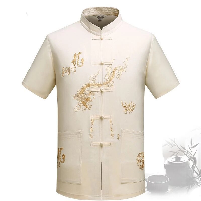Chinese Traditional Tang Clothing Kung Fu Suit Fashion Casual Embroidery T-shir image 18