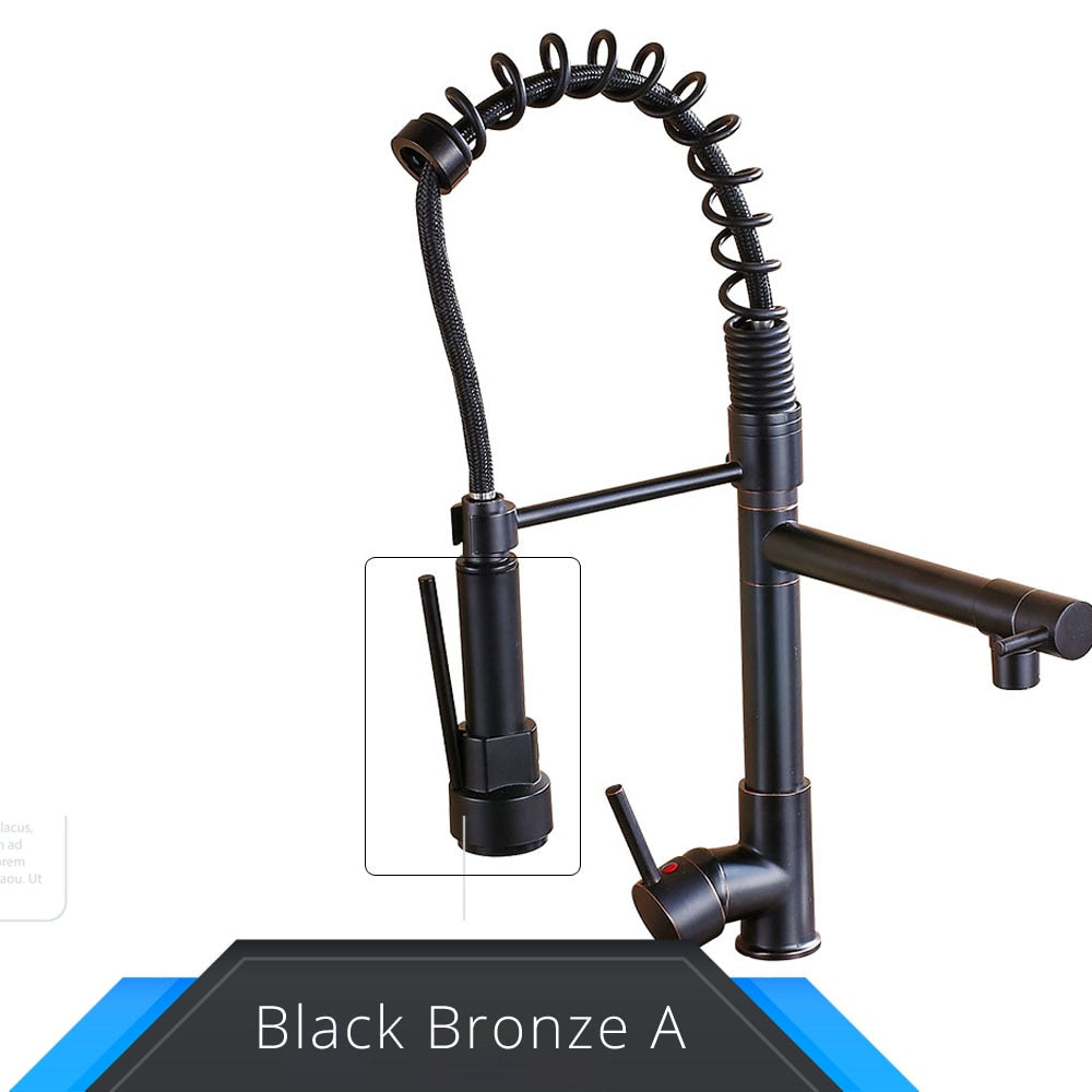 Rozin Black and Rose Golden Spring Pull Down Kitchen Sink Faucet Hot & Cold Wa image 5