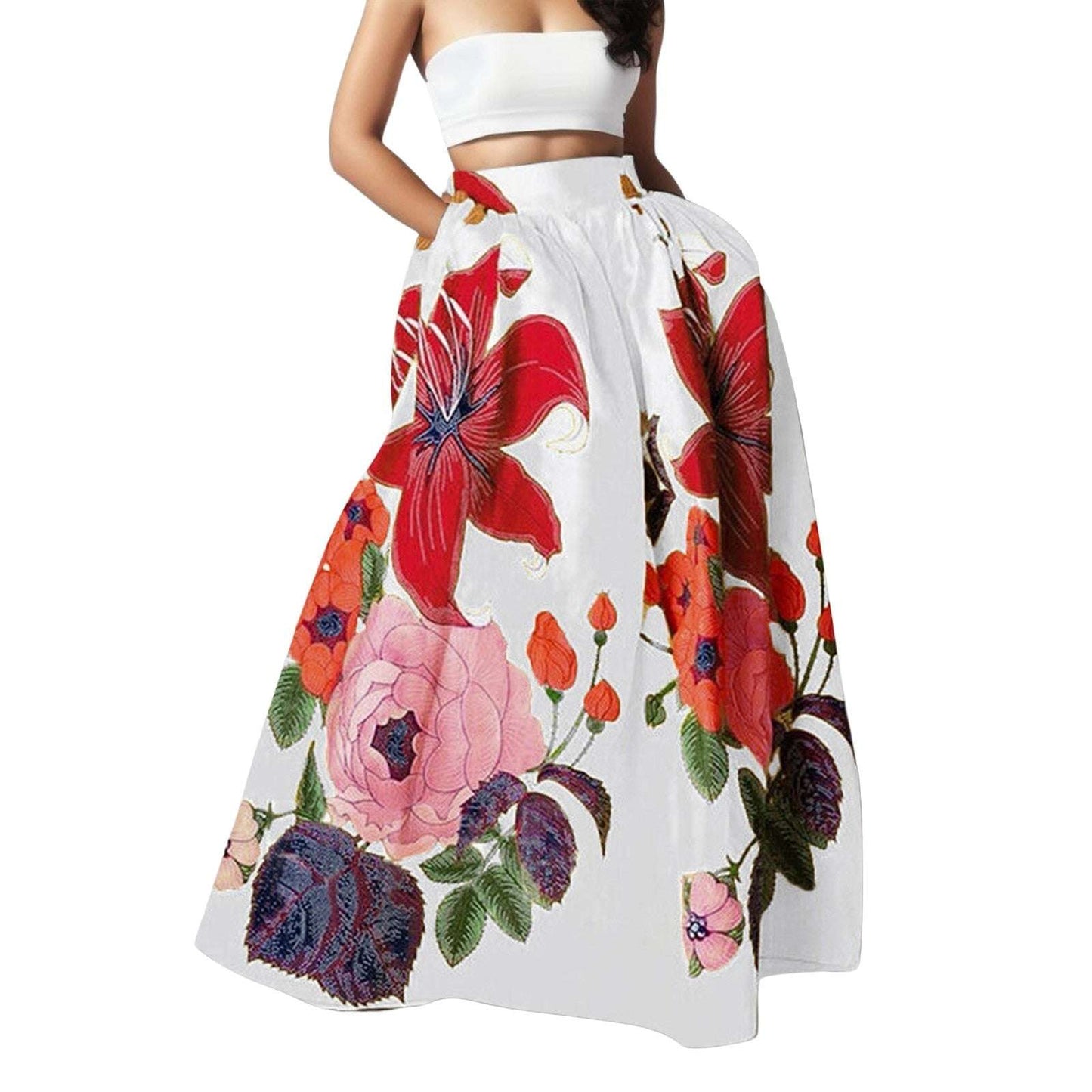 Long Skirts for Women Summer Gold Tummy Control Printed Maxi Skirts for Women F image 4