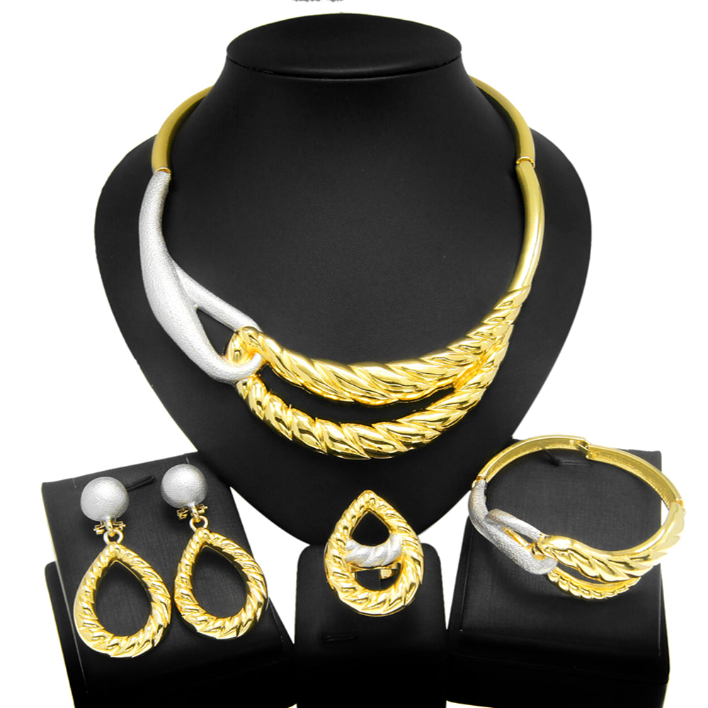 Latest Italian Plated Gold Ladies Necklace Jewelry Set Simple Style Gold Origin image 4