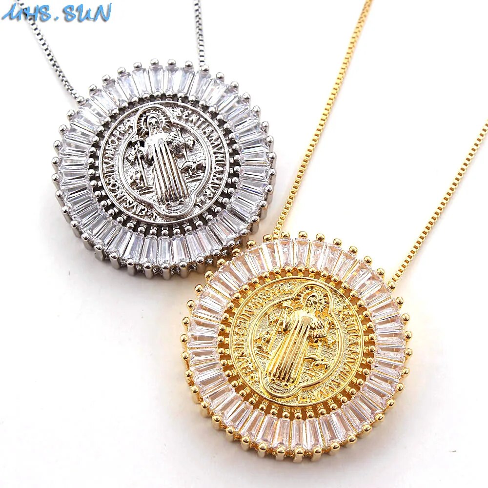 MHS.SUN Fashion Women Cubic Zircon Jewelry Gold/Silver Color Religion Jesus Pen image 5