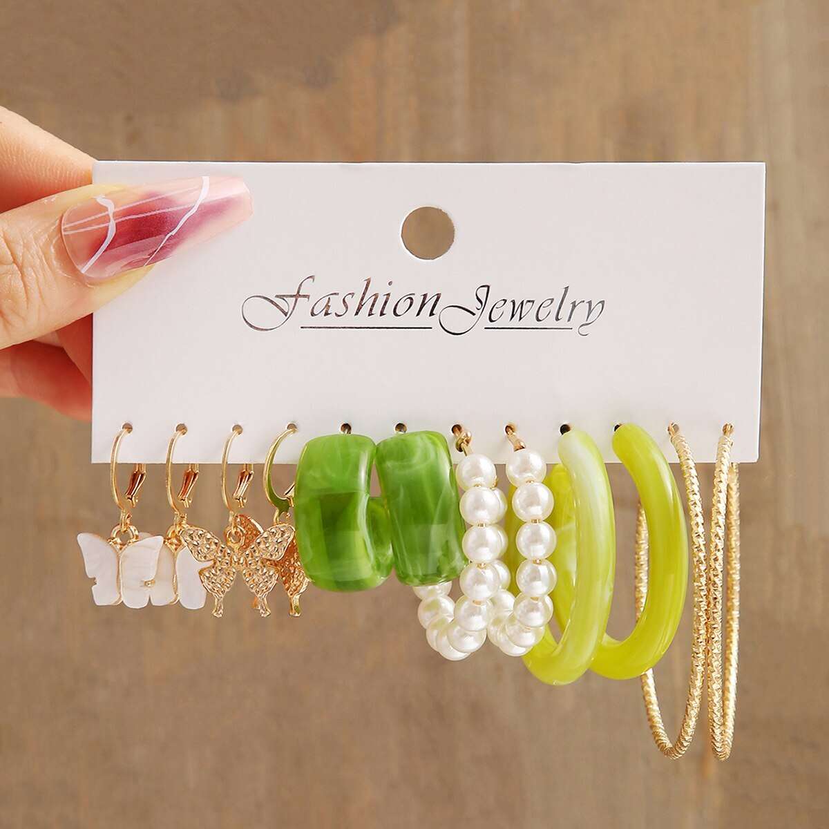 6 Pcs Of Gold-color Earrrings New Style Creative Simple Temperament Women Tempe image 4