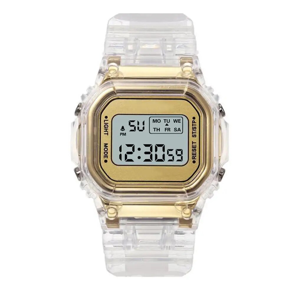 Fashion Men Women Watches Gold Casual Transparent Digital Sport Watch Lover's G image 3