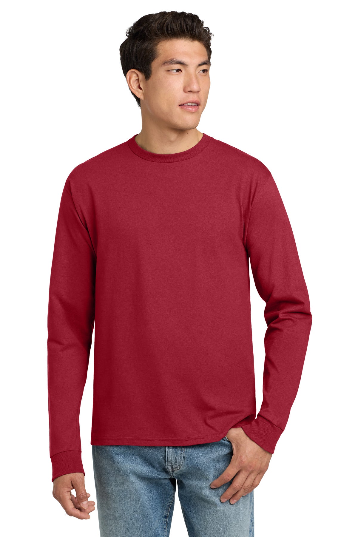 Hanes® - Camiseta de manga larga auténtica 100 % algodón. 5586