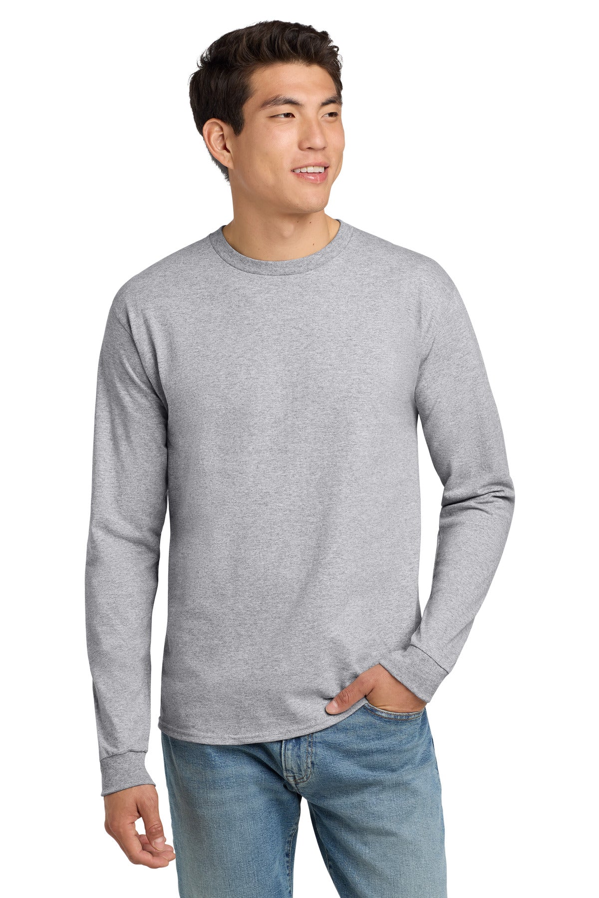 Hanes® - Camiseta de manga larga auténtica 100 % algodón. 5586