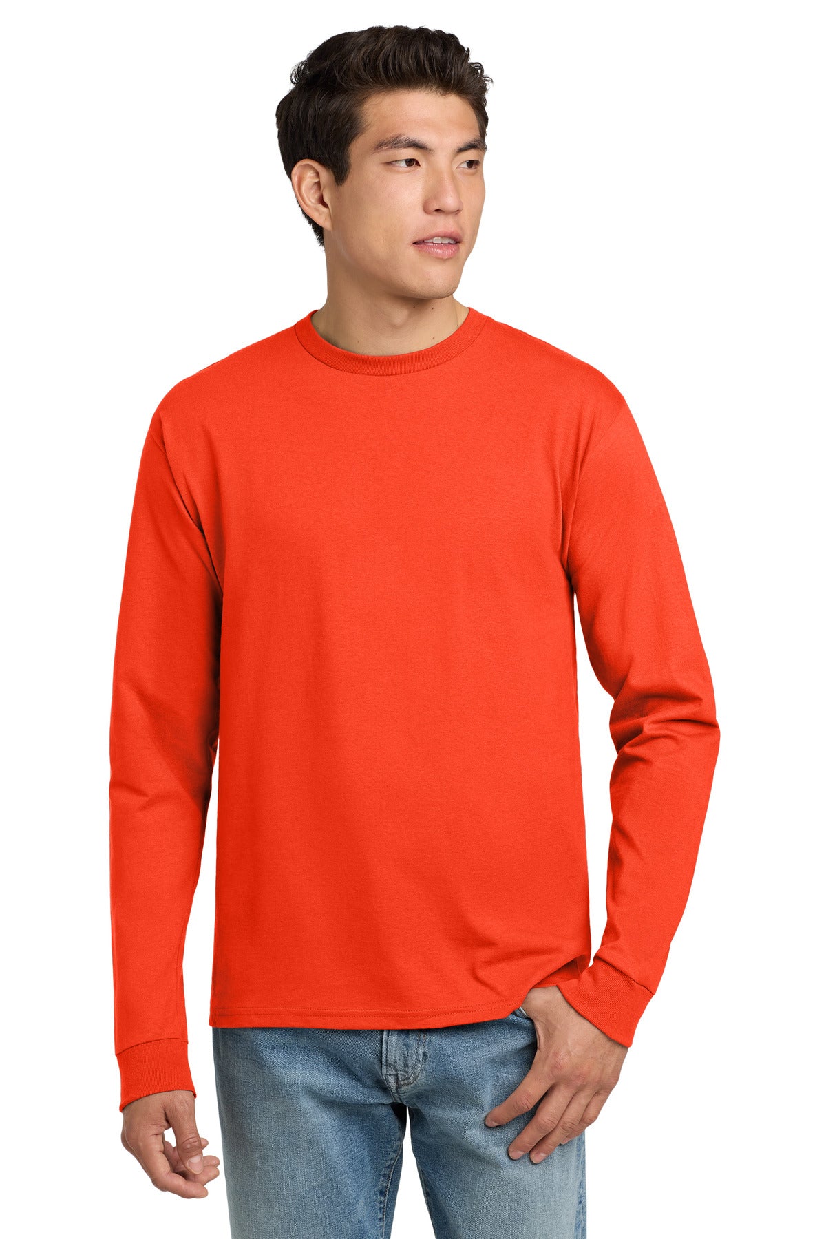 Hanes® - Camiseta de manga larga auténtica 100 % algodón. 5586