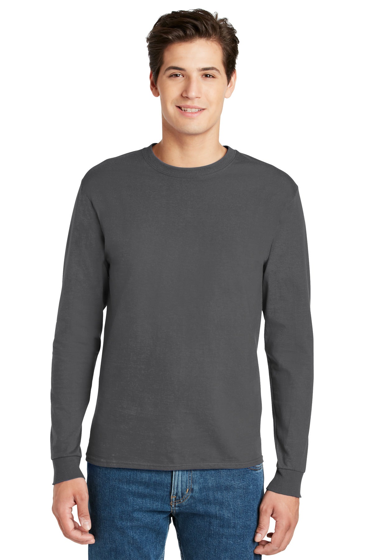 Hanes® - Camiseta de manga larga auténtica 100 % algodón. 5586