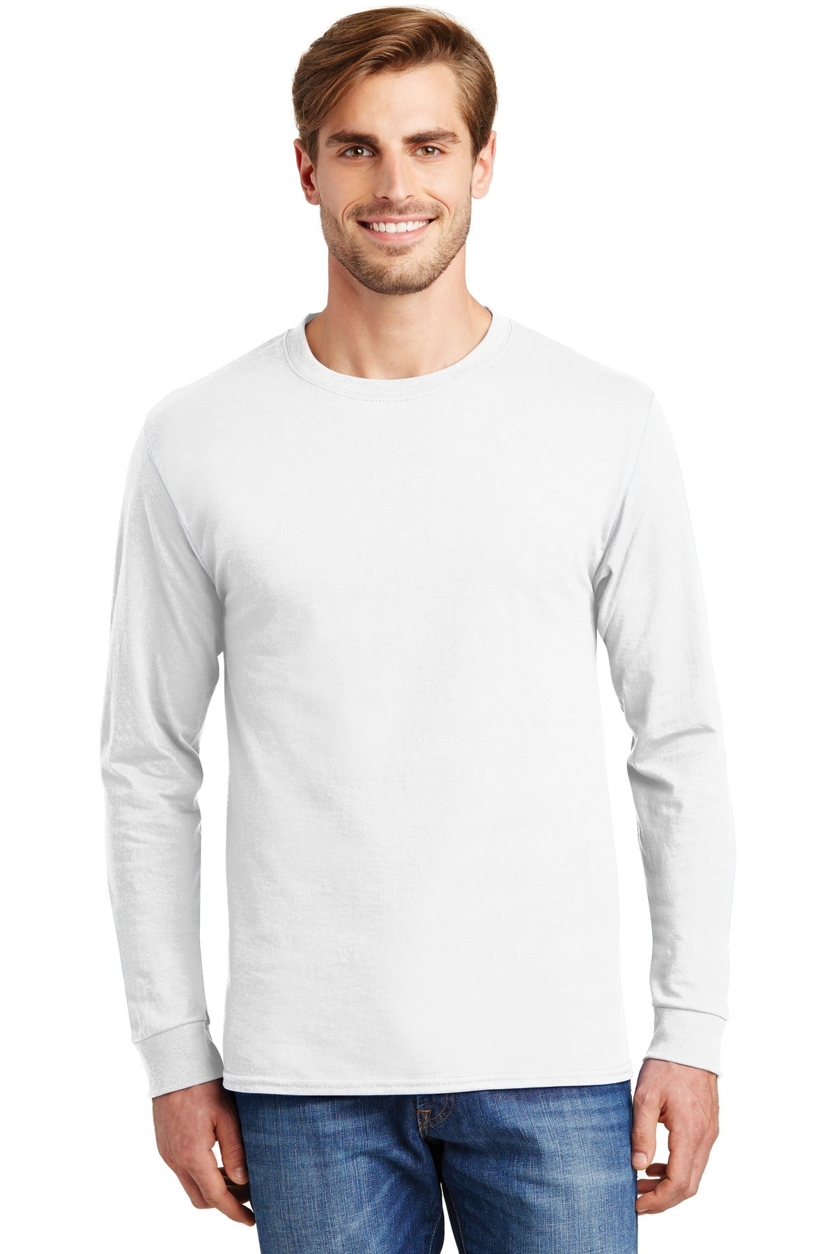 Hanes® - Camiseta de manga larga auténtica 100 % algodón. 5586