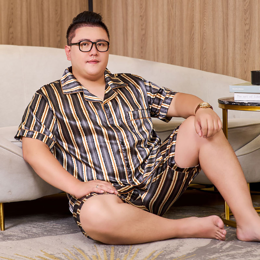 3XL-5XL For 165kg Big Size Men's Pajamas Summer Ice Silk Thin Breathable Male S image 15