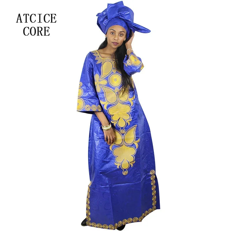 African Dresses For Women Fashion Design New African Bazin Embroidery Design Dr image 0