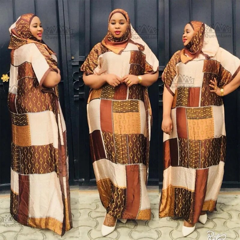 Free Size New Chiffon Super African Dashiki Traditional Party Dress with Scar image 2