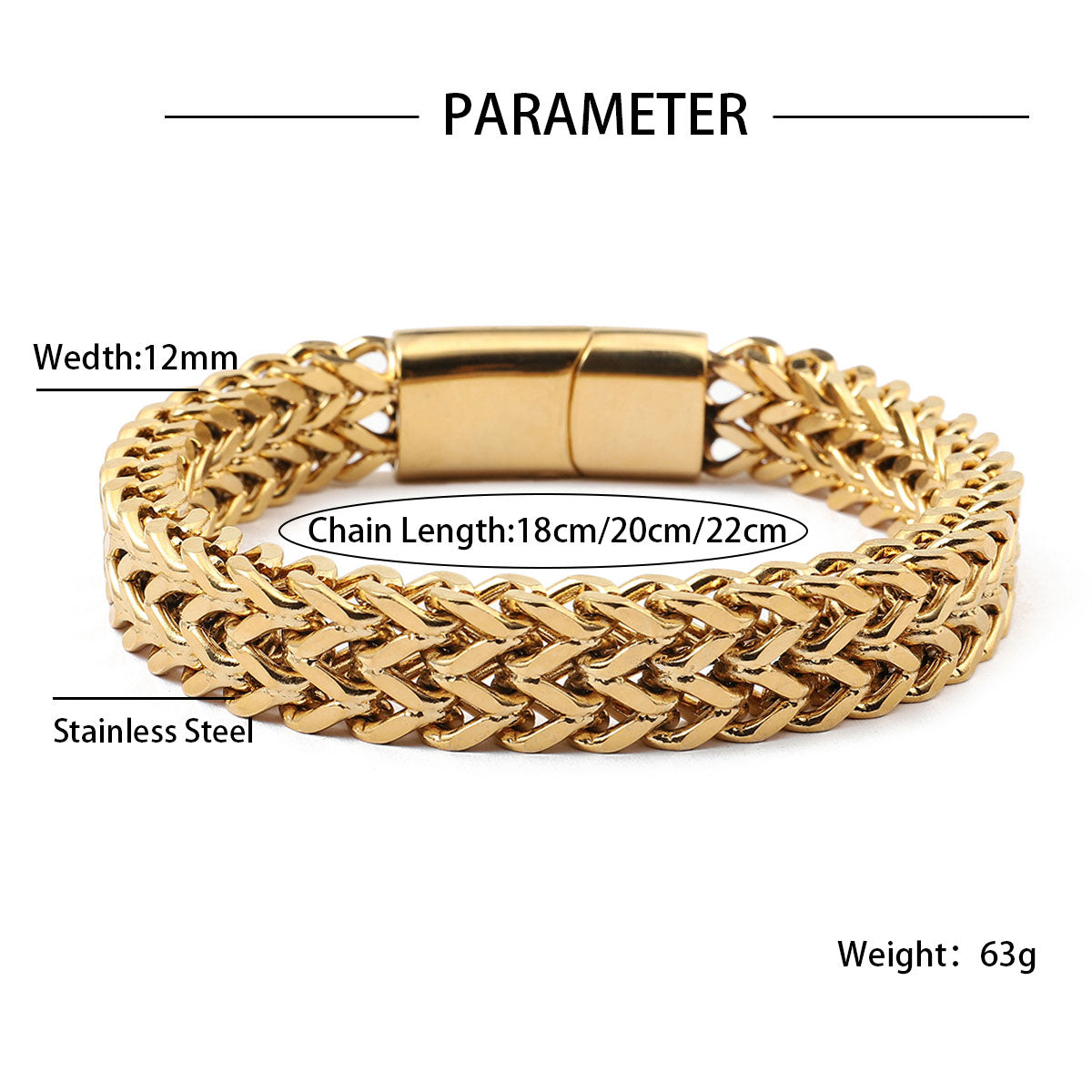 18K Gold Color Stainless Steel Double-laye Braided Link Bracelets With Magnetic image 0
