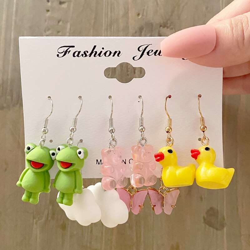 Boho Resin Colorful Earrings Set For Women Pearl Butterfly Gold Color Metal Cir image 7