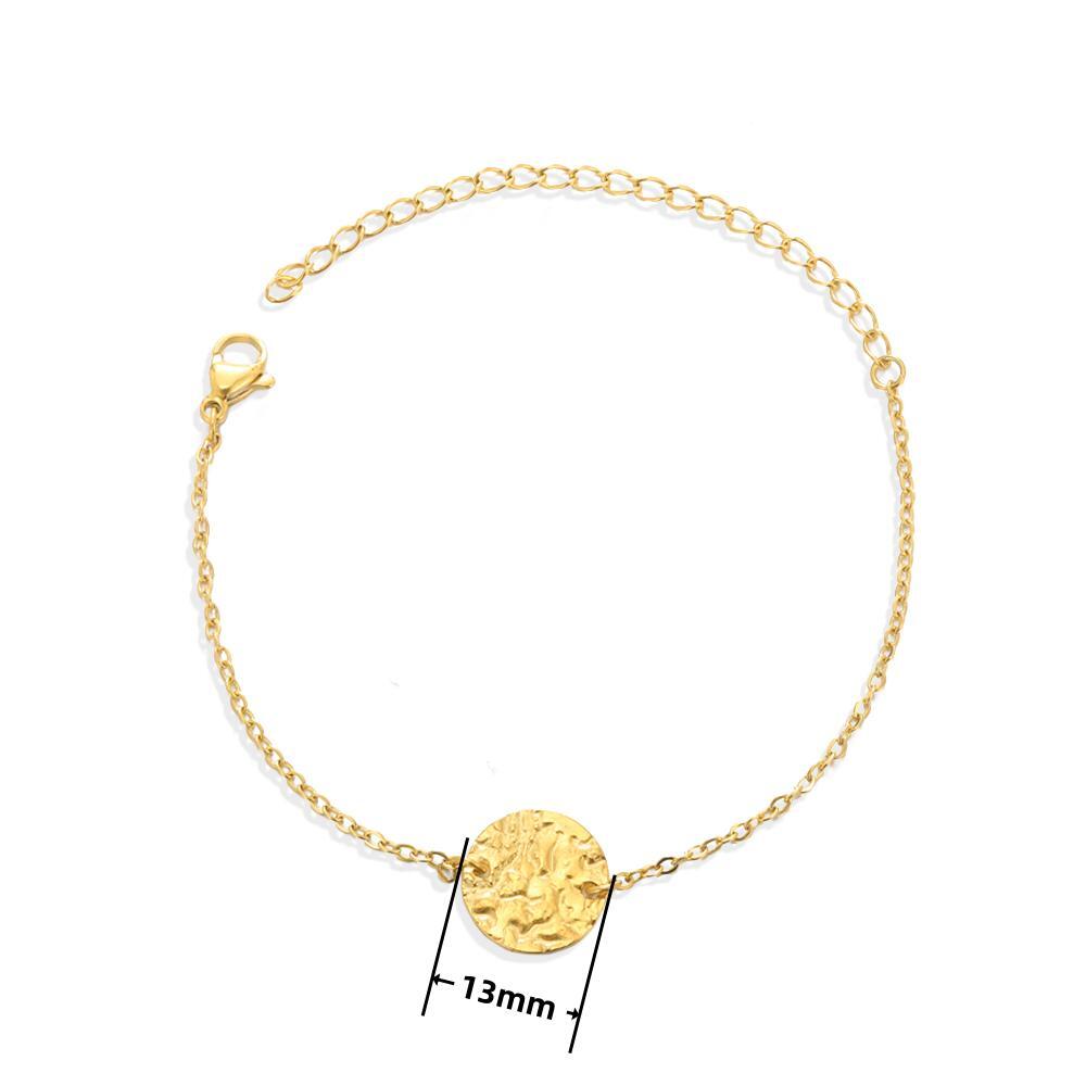 Stainless Steel Gold Color Bracelet Irregular Grain Circle Brace Lace Bohemian image 6