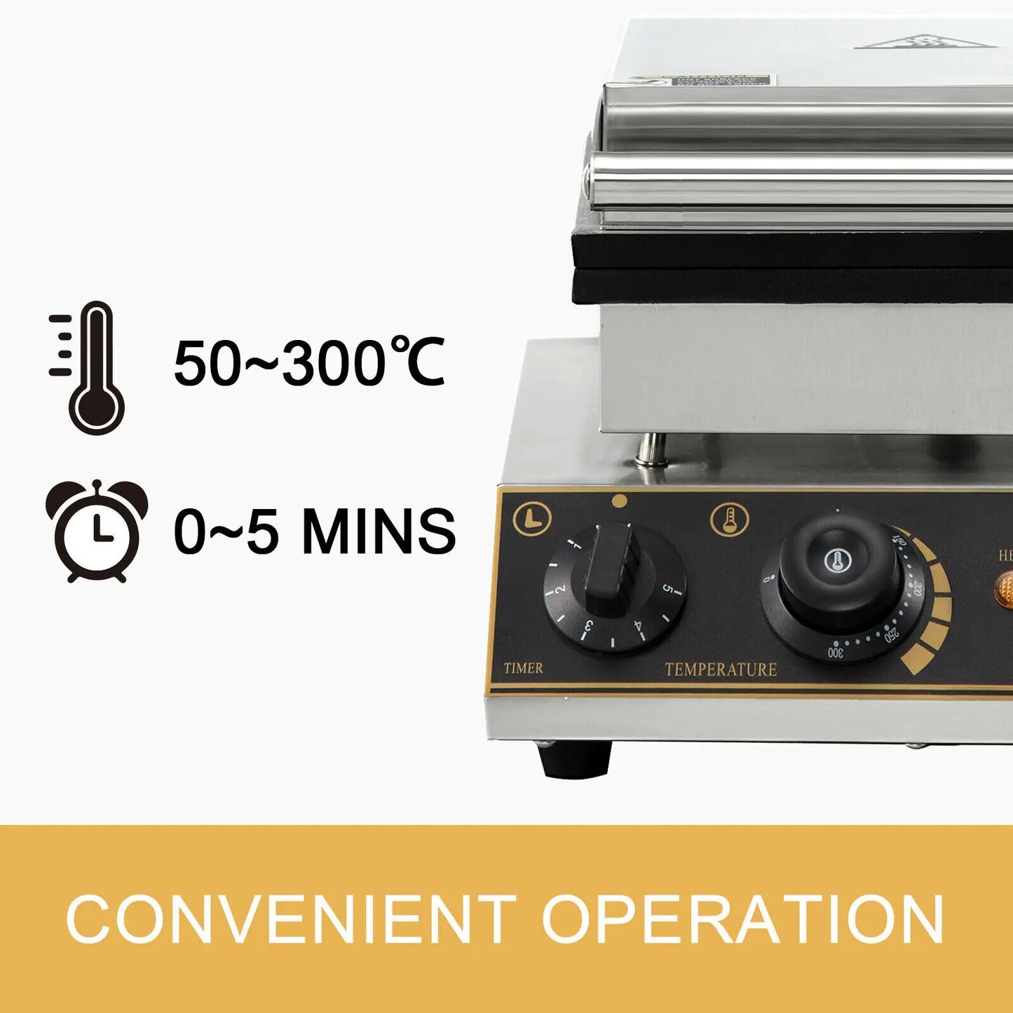 VEVOR Commercial Electric Waffle Maker Kitchen Appliance Home Round Square Shap image 5