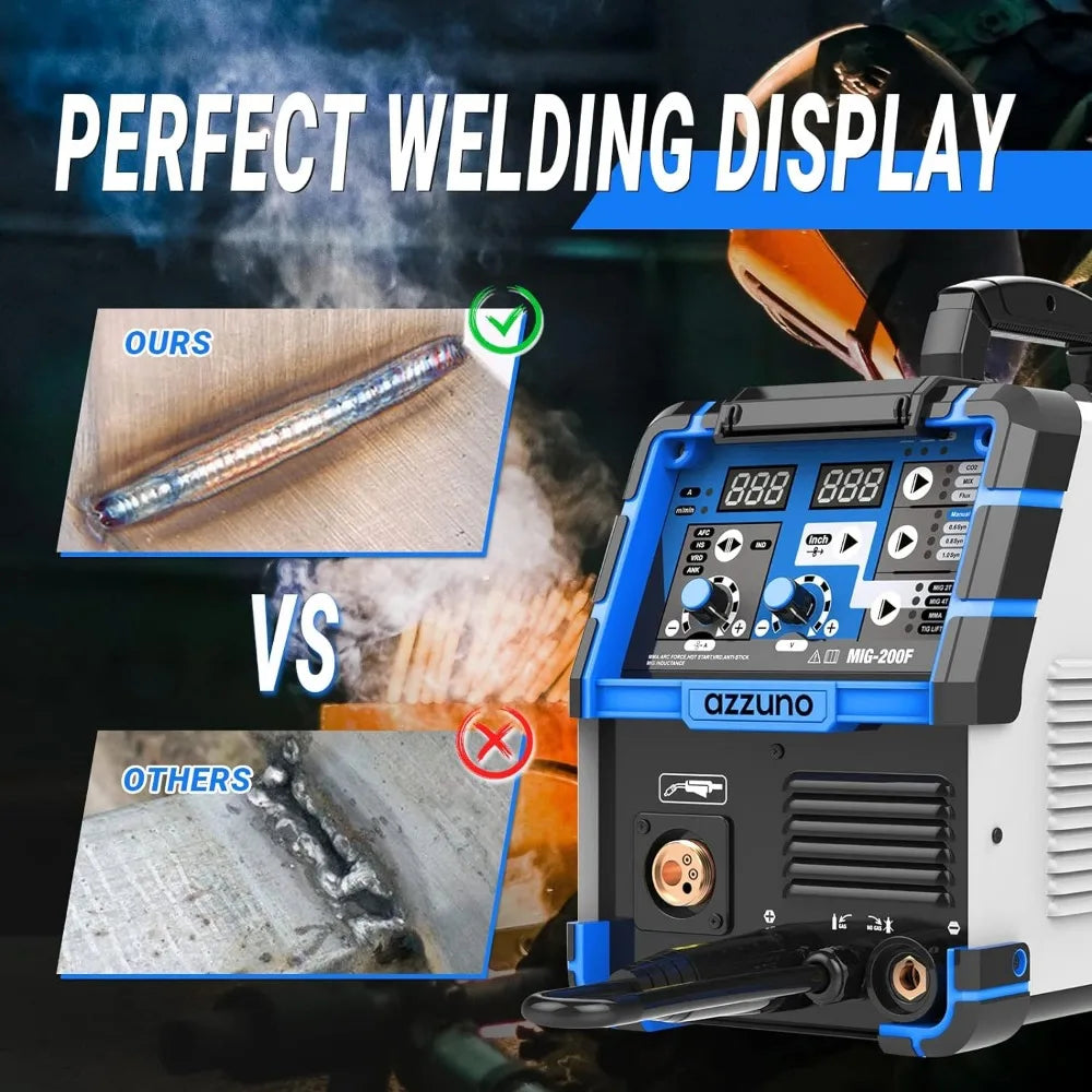 AZZUNO 200A MIG Welder,Gas Gasless MIG Welding Machine, 110V/220V Dual Voltage image 4