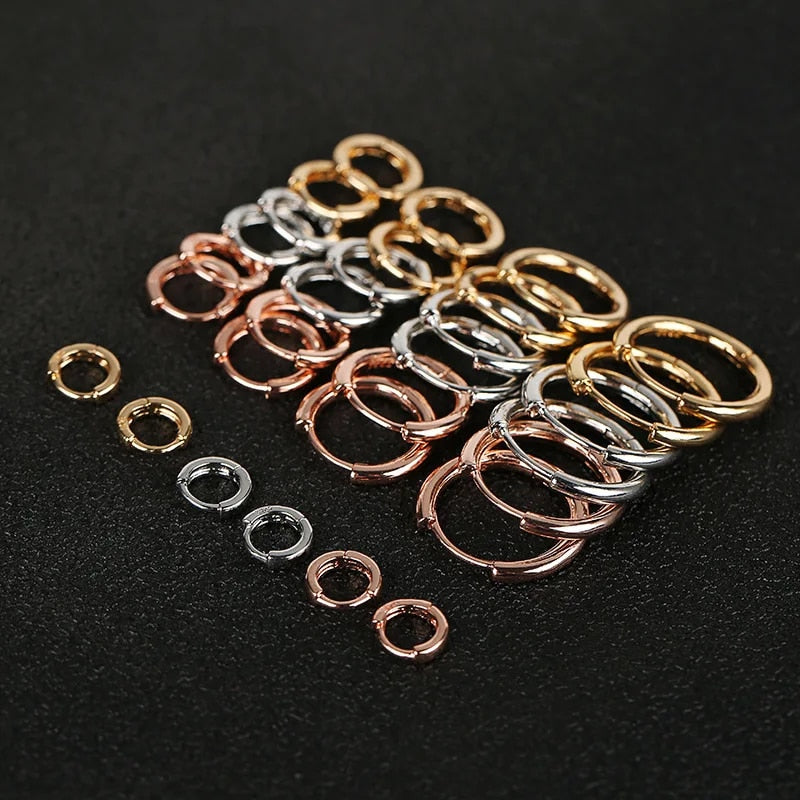 1Pair Single Minimal Gold Color Tiny Cartilage Hoop Earrings Stainless Steel Tr image 19