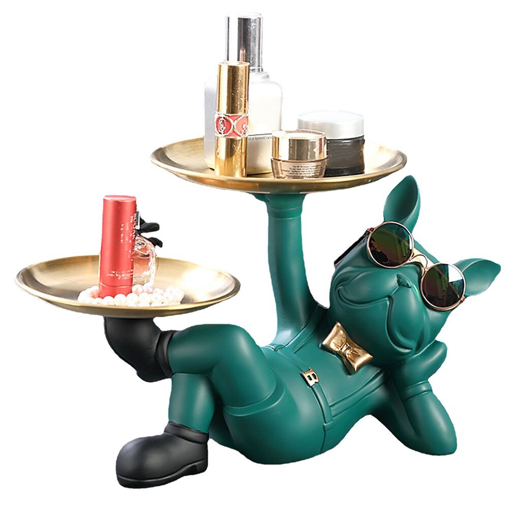 Resin Candy Storage Container Table Crafts with 2 Tray Lying French Bulldog image 1