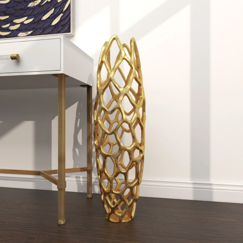 KAZHAN 31" Tall Coral Gold Aluminum VaseLiving room decoration vase image 2