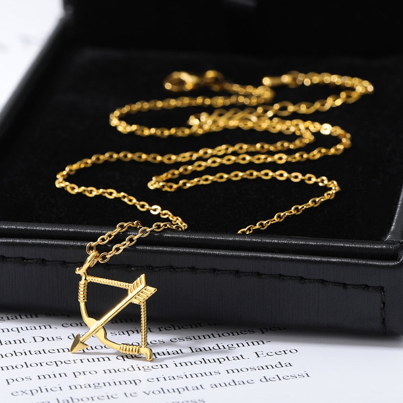 2020 Trend Bow and Arrow Necklace for Women Men Collar Stainless Steel Gold image 4