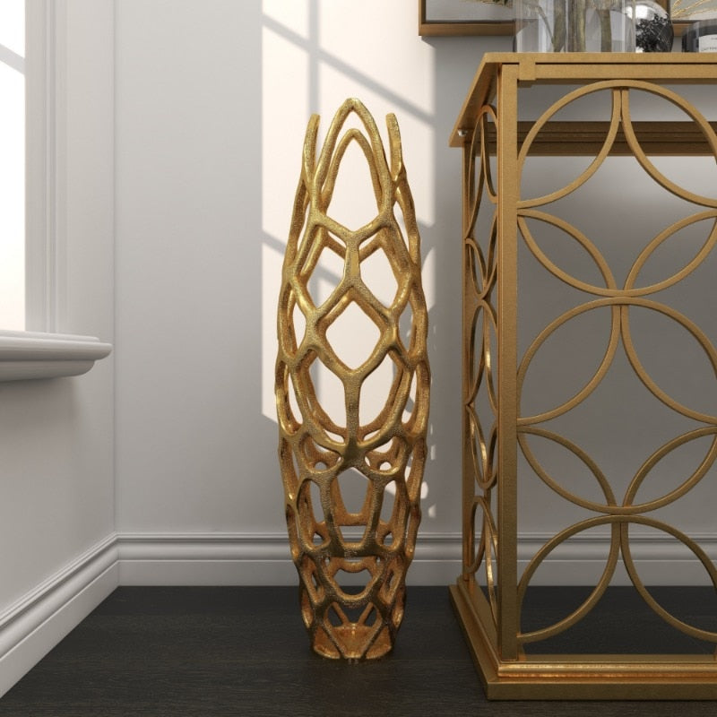 KAZHAN 31" Tall Coral Gold Aluminum VaseLiving room decoration vase image 1