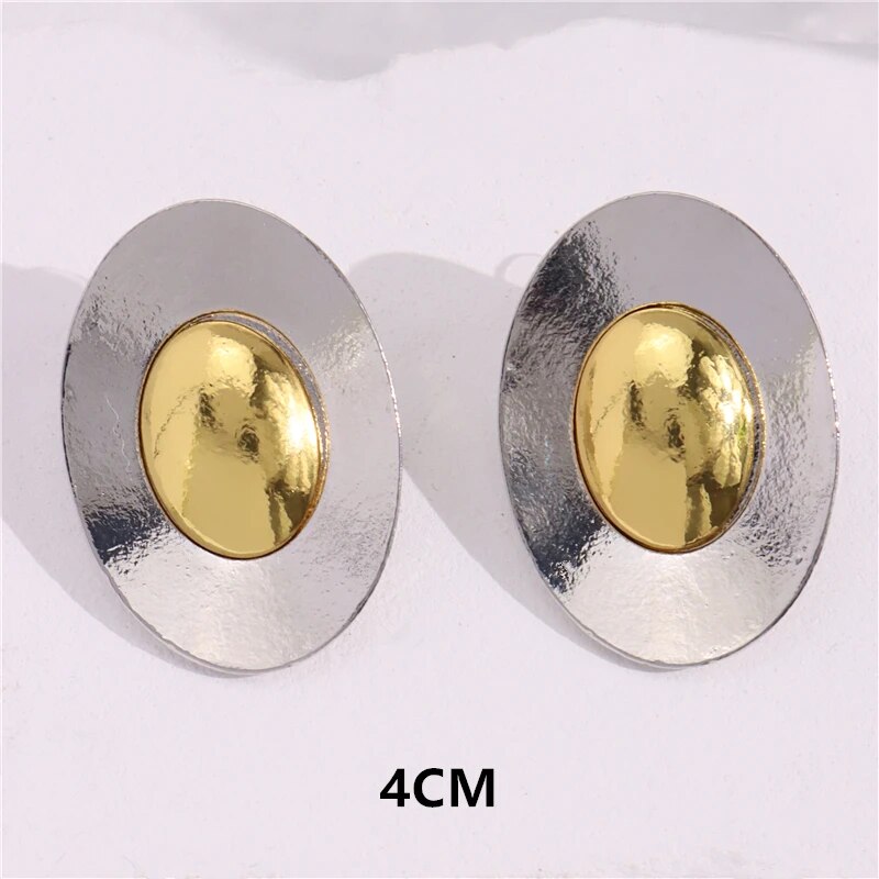 HangZhi New Design Cowhorn Vortex Stud Earring Geometric Gold Sliver Color Spir image 7