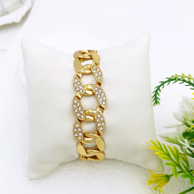 New Women Necklace Earrings Bracelet Ring Jewelry Set Luxury Design 18K Gold Pl image 3