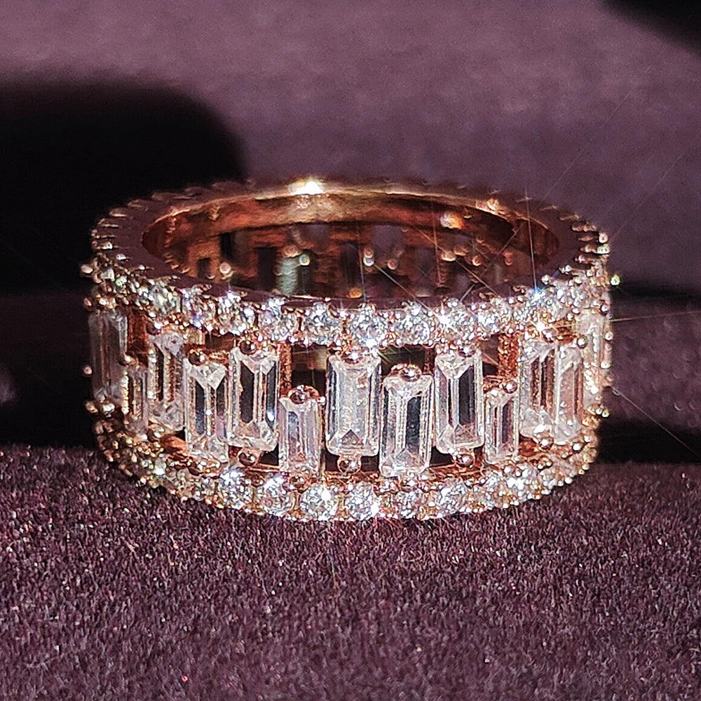 2024 New Luxury Rose Gold Silver Color Rectangle Eternity Band Ring for Women A image 5