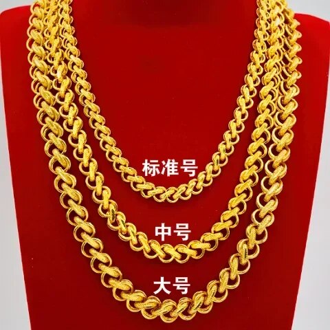 Gold shop with 9999 real gold necklace men's and women's gold 24K necklace fort image 6