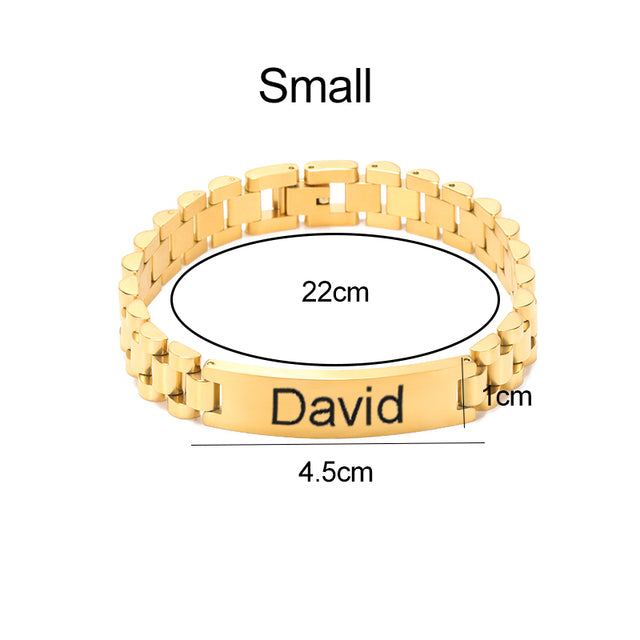 Customized Male Name Bracelet Stainless Steel Gold Color Punk Jewelry Personali image 0