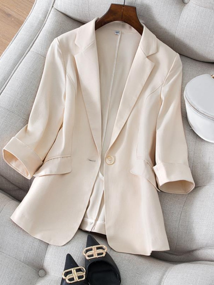 Women's Suit Jacket 2023 Suit Jacket Women's Seven-Minute Sleeve Summer New Wom image 2