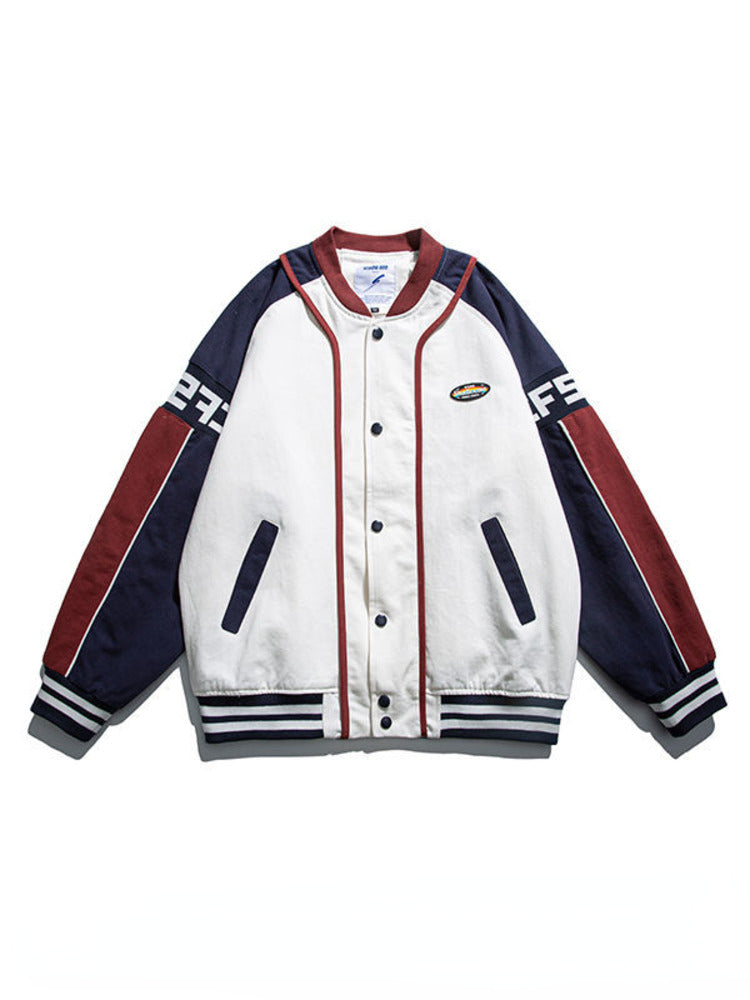 Vintage Y2k Letter Embroidered Jacket Coat Men's Street Trend Wild Pilot Baseba image 2