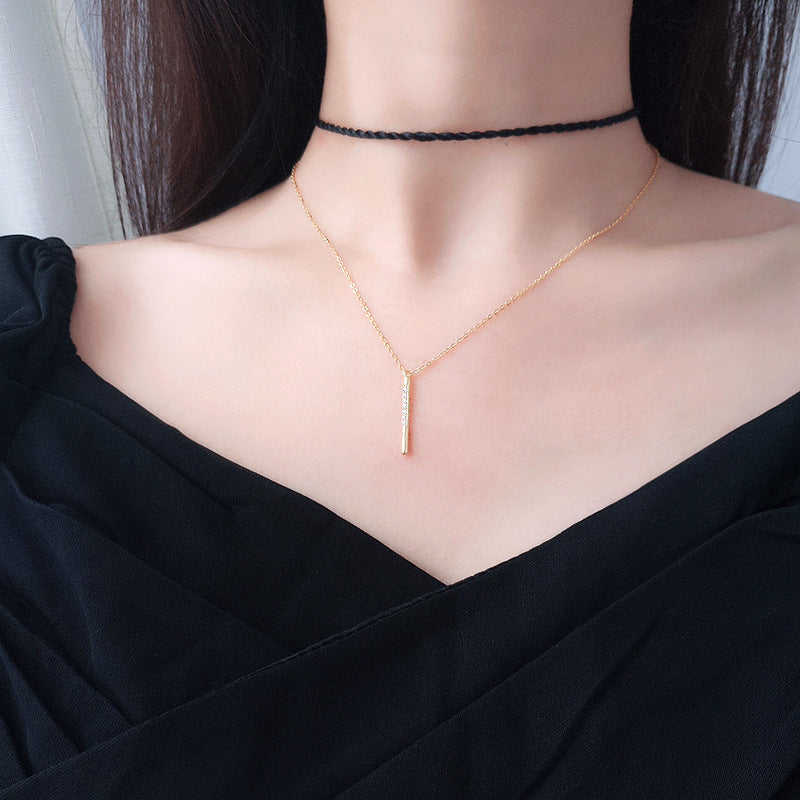 Chic S925 Pure Necklace with Korean K Gold High-Grade Lock Necklace, Zirconium image 2