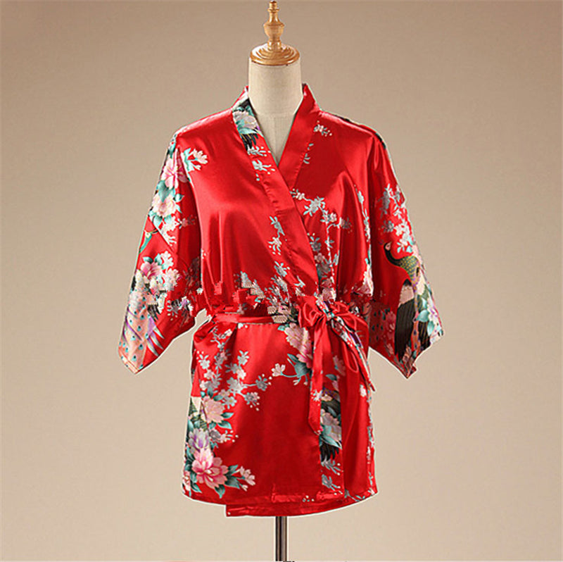Women Satin Pajamas Bathing Robe Gown Japanese Traditional Women Sakura Kimono image 10