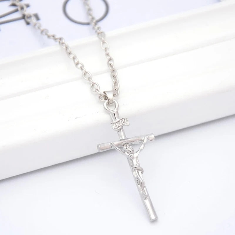 Fashion Crucifix Jesus Christ Men Jewelry Gold Brown Silver Color Metal Cross P image 5