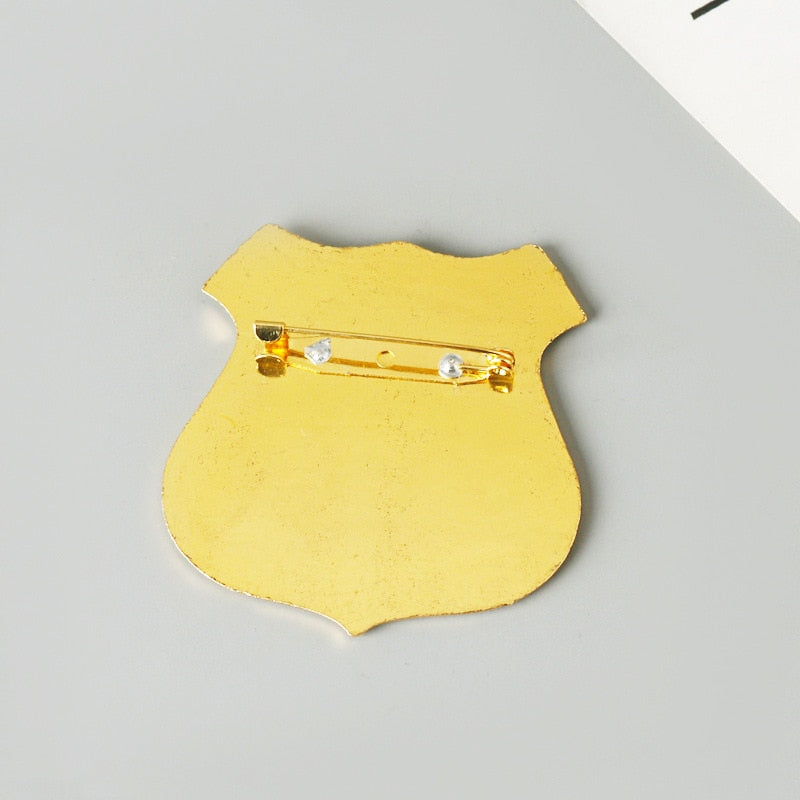 Cosplay POLICE Badge for Women Men 2023 New Fashion Gold Color Metal Pins Carto image 3
