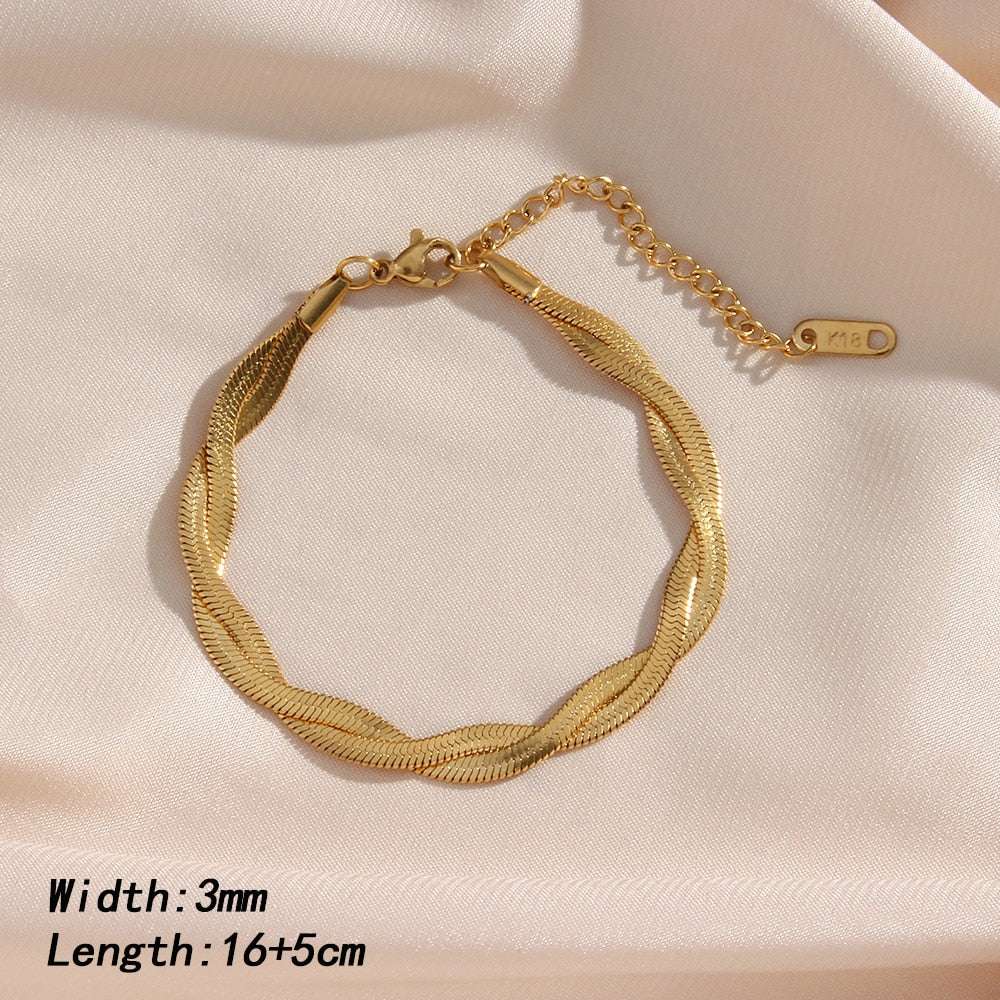 Gold Chain Necklace Bracelets Set Wholesale Stainless Steel Jewelry For Women G image 10