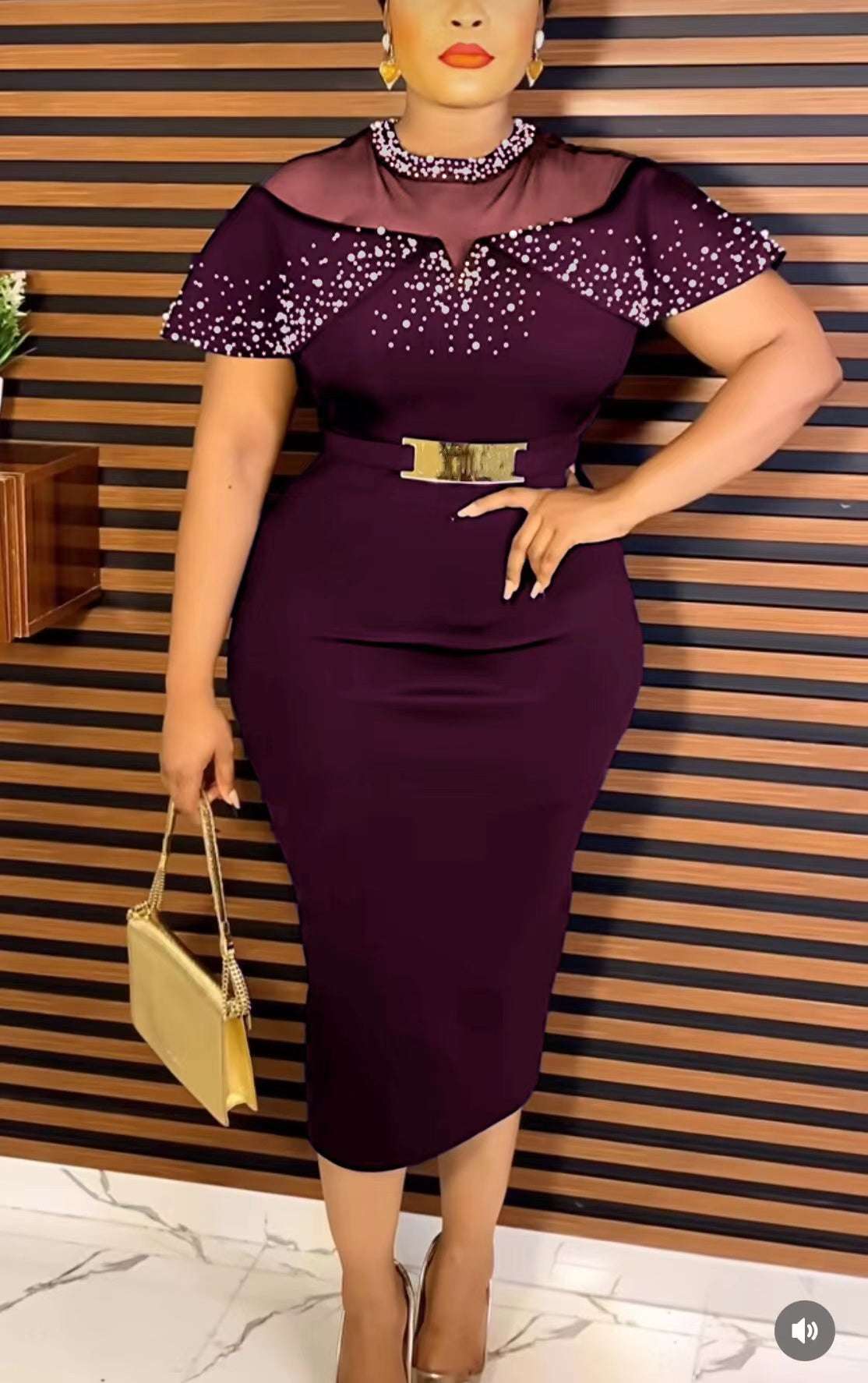Summer African Women Elegant Short Sleeve Polyester Knee-length Dress African D image 1