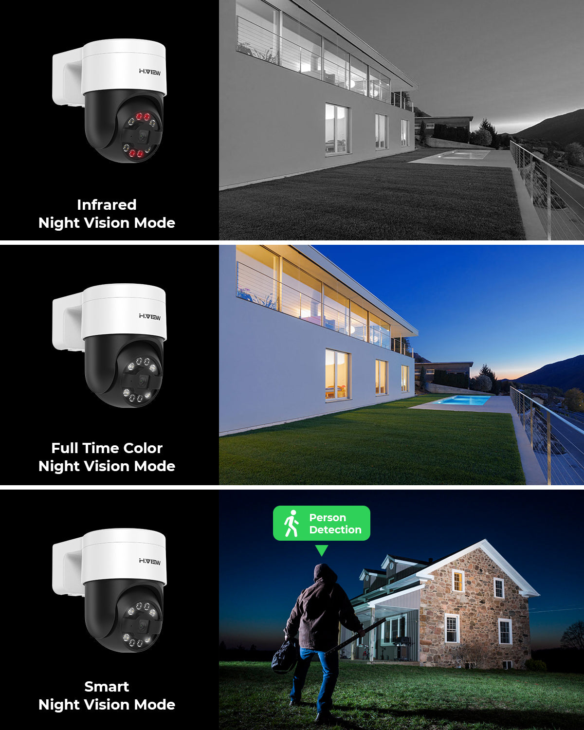 H.View Cctv Security Poe Ip Camera Ptz 8mp 4K Dome Outdoor Audio Video Surveil image 5
